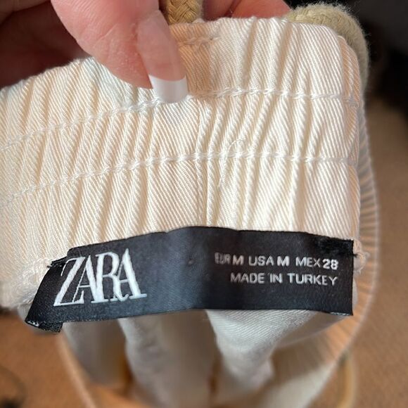 Zara Cord Belt Cream High Waisted Shorts. Size Medium. - Picture 10 of 10